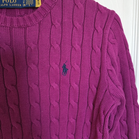 Polo Ralph Lauren Magenta Cable Knit Sweater - Picture 2 of 5
